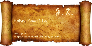 Hahn Kamilla névjegykártya